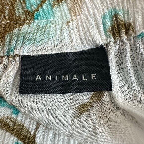 Animale Flowy Wide Leg Green & White Floral Culotte Pants sz XL EUC - Picture 7 of 8